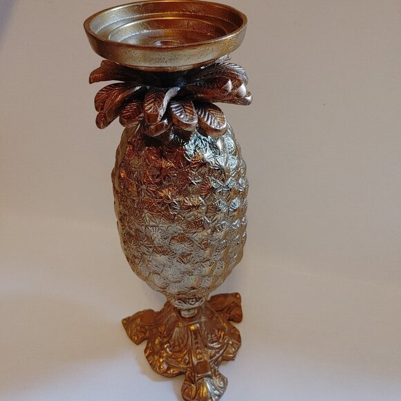 GOLDEN Pineapple Candle Holder Pillar Candle Holder HUGE 14.25" Tall - Picture 5 of 6
